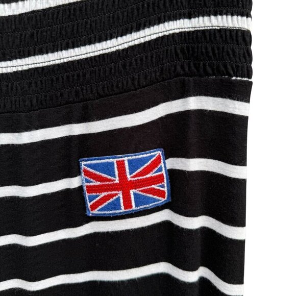 Union Jack Y2K Black White Striped Strapless Smocked Tube Top Stretch Maxi Dress - Picture 4 of 6